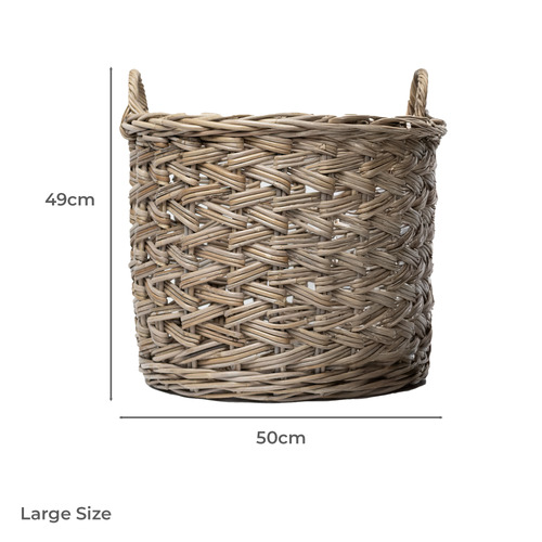 2 Piece Lido Herringbone Rattan Basket Set