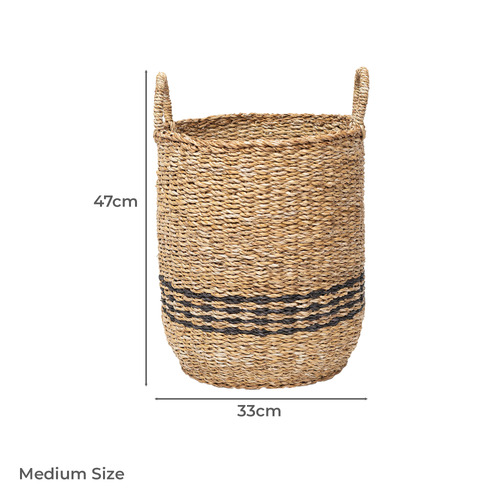 3 Piece Nantucket Banded Seagrass Basket Set