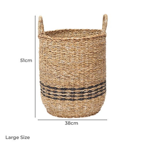 3 Piece Nantucket Banded Seagrass Basket Set