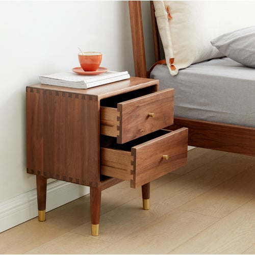 Martine Walnut Wood Bedside Table