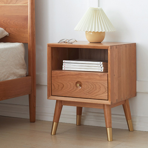 Modern Collective Clayton Cherry Wood Bedside Table | Temple & Webster