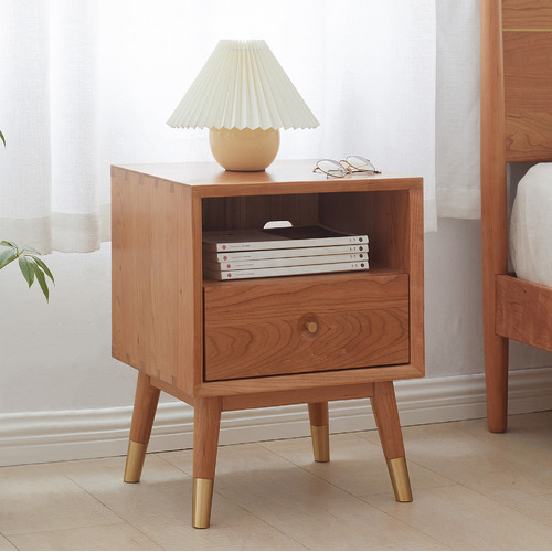 Modern Collective Clayton Cherry Wood Bedside Table | Temple & Webster