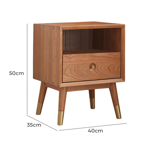 Modern Collective Clayton Cherry Wood Bedside Table | Temple & Webster