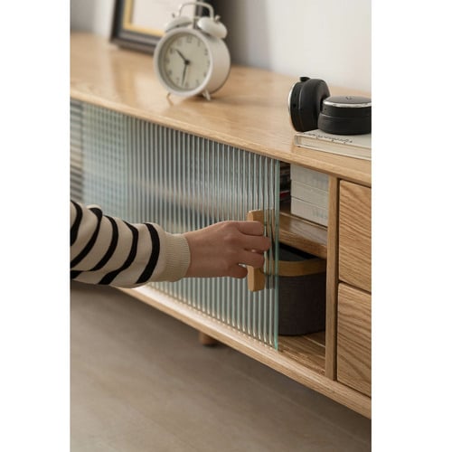 Preston Oak Wood & Glass TV Unit