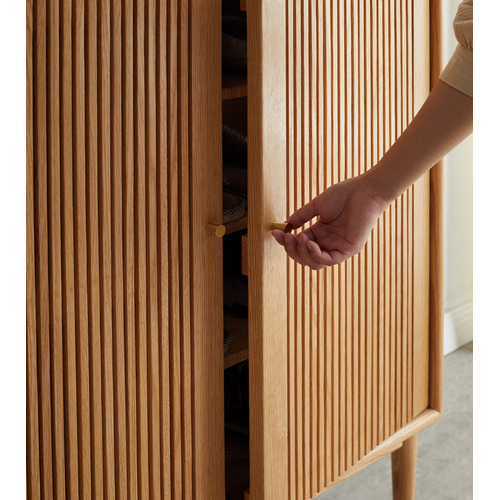 Baros 2 Door Oak Wood Shoe Cabinet