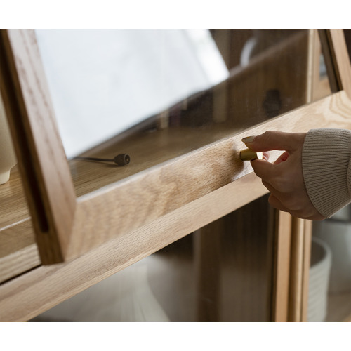 Baros 3 Shelf Oak Wood Display Cabinet