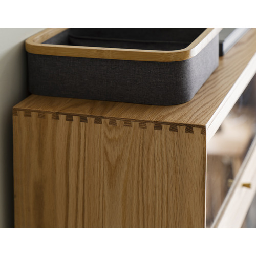 Baros 3 Shelf Oak Wood Display Cabinet