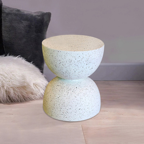 White Terrazo Kate Hourglass Shaped Side Table