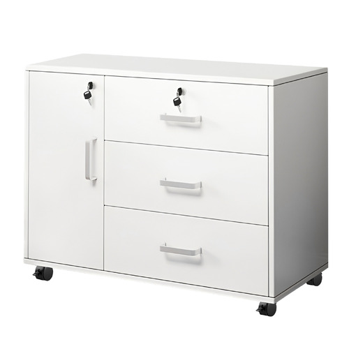 White Alix 3 Drawer Filing Cabinet
