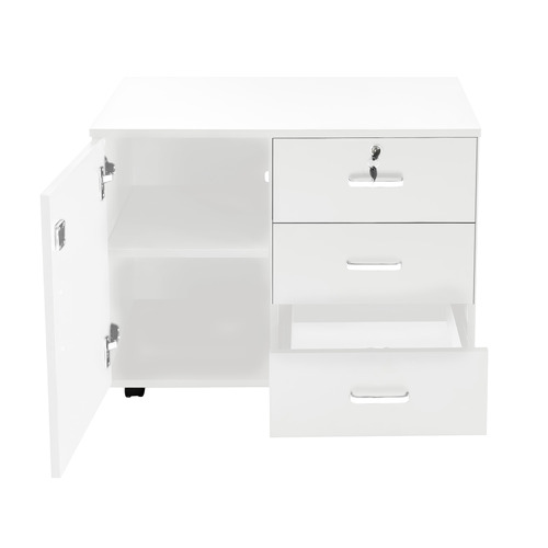 White Alix 3 Drawer Filing Cabinet