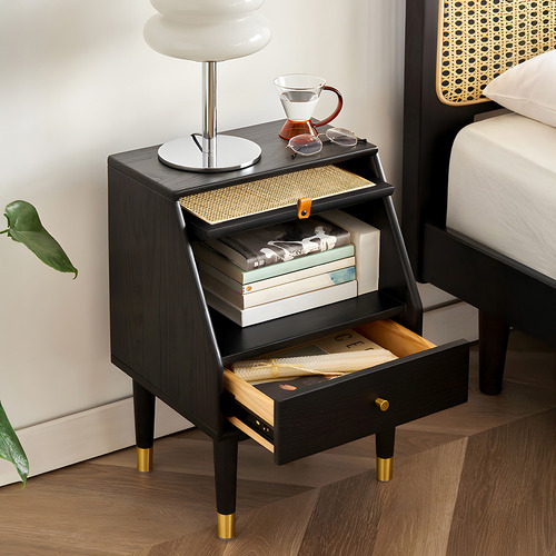 Jacque Oak Wood Bedside Table