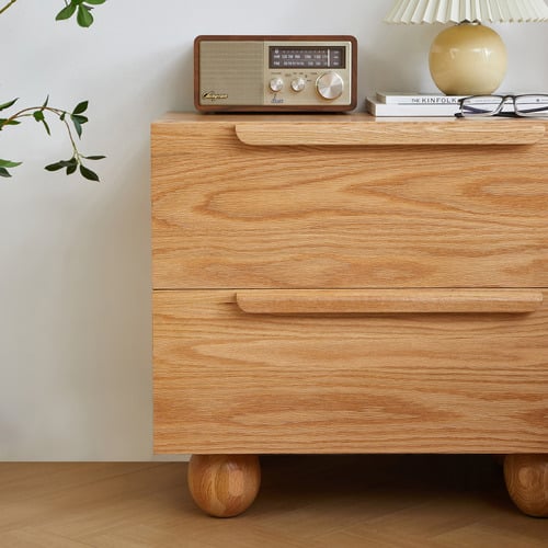 Tevy American Oak Wood Bedside Table