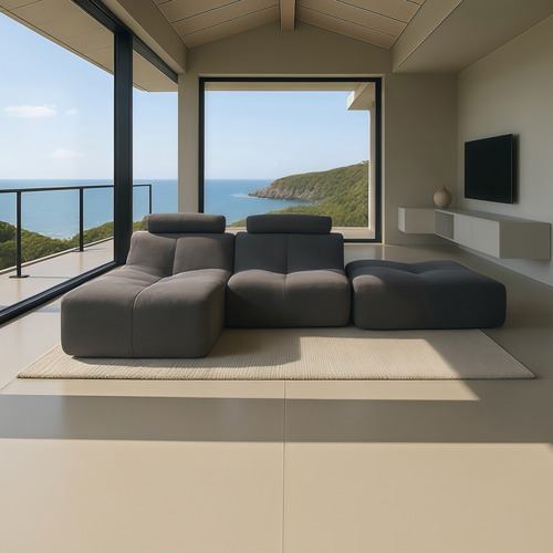 Ava 4 Seater Teddy Fleece Modular Sofa with Chaise