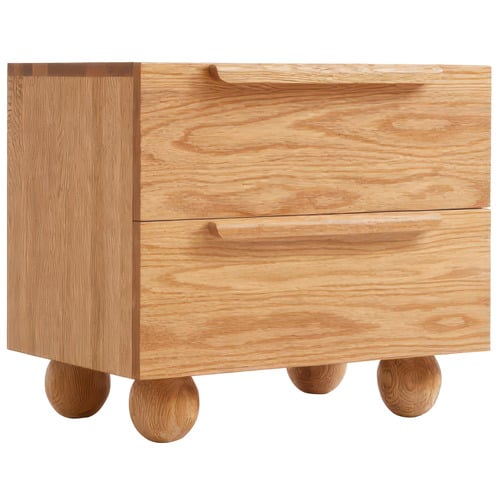 Tevy American Oak Wood Bedside Table
