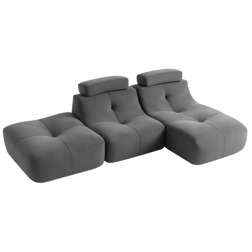 Ava 4 Seater Teddy Fleece Modular Sofa with Chaise