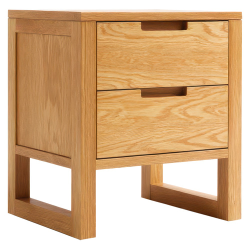 Ivy 2 Drawer American Oak Wood Bedside Table