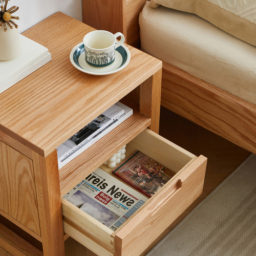 Ivy 1 Drawer American Oak Wood Bedside Table