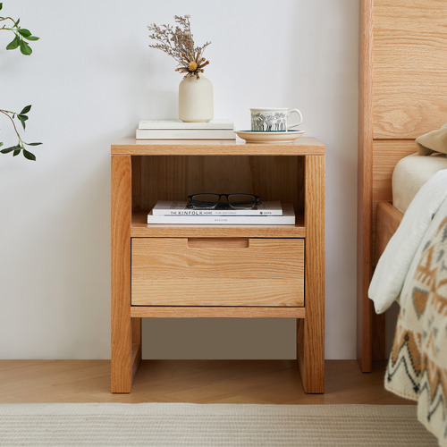 Ivy 1 Drawer American Oak Wood Bedside Table