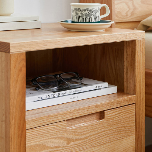 Ivy 1 Drawer American Oak Wood Bedside Table