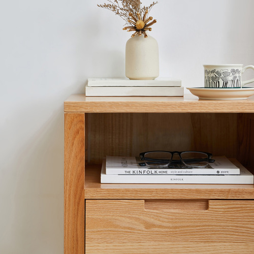 Ivy 1 Drawer American Oak Wood Bedside Table