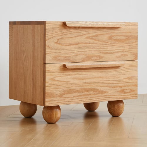 Tevy American Oak Wood Bedside Table
