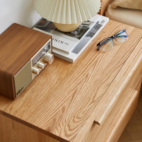 Tevy American Oak Wood Bedside Table