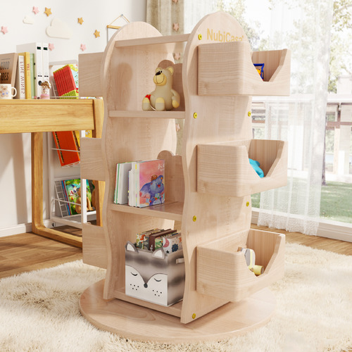 Kids' Ryuan Rubberwood Rotating Bookcase
