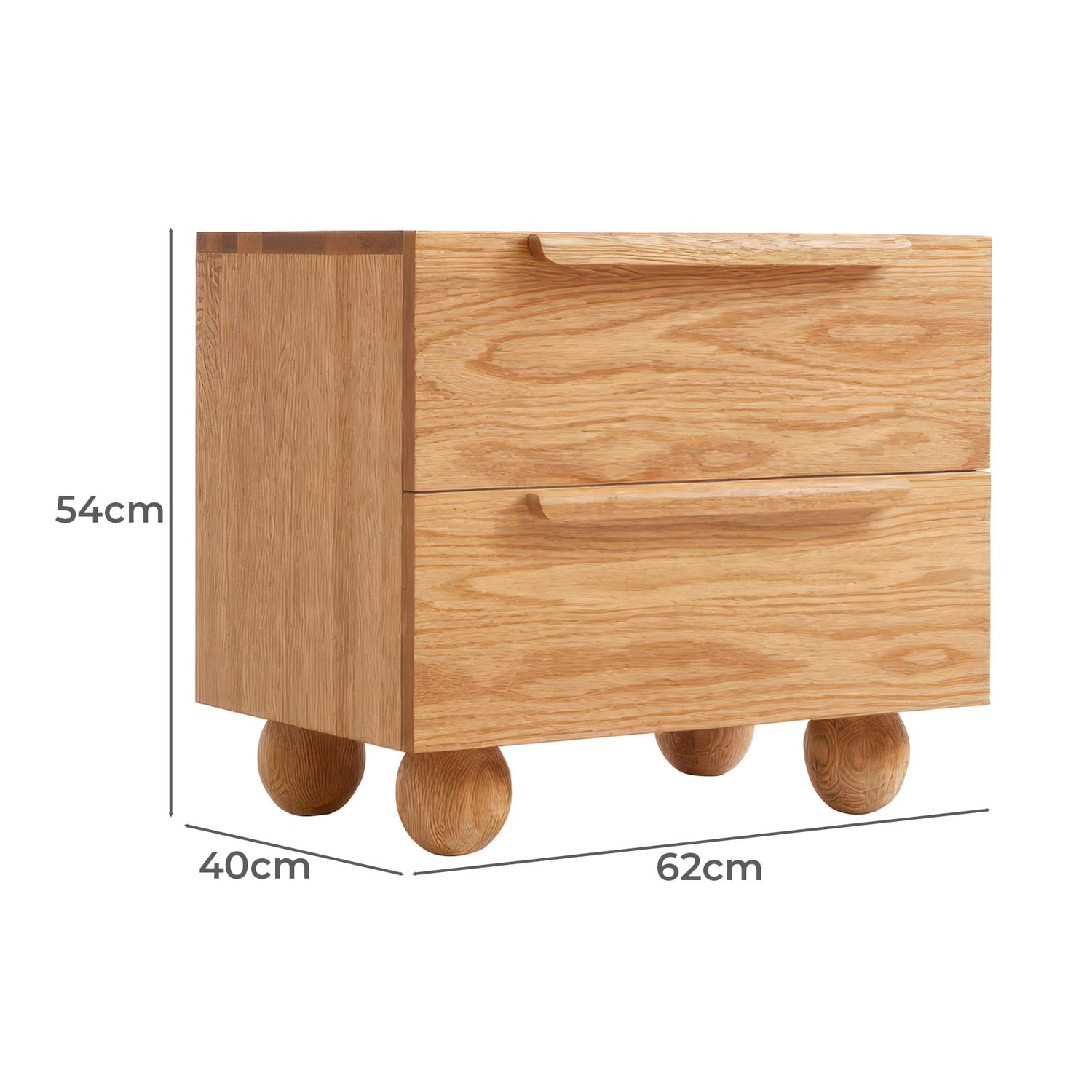 Tevy American Oak Wood Bedside Table