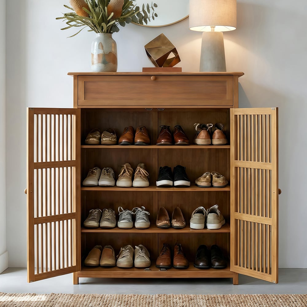 Ollie 2 Door Bamboo Shoe Cabinet