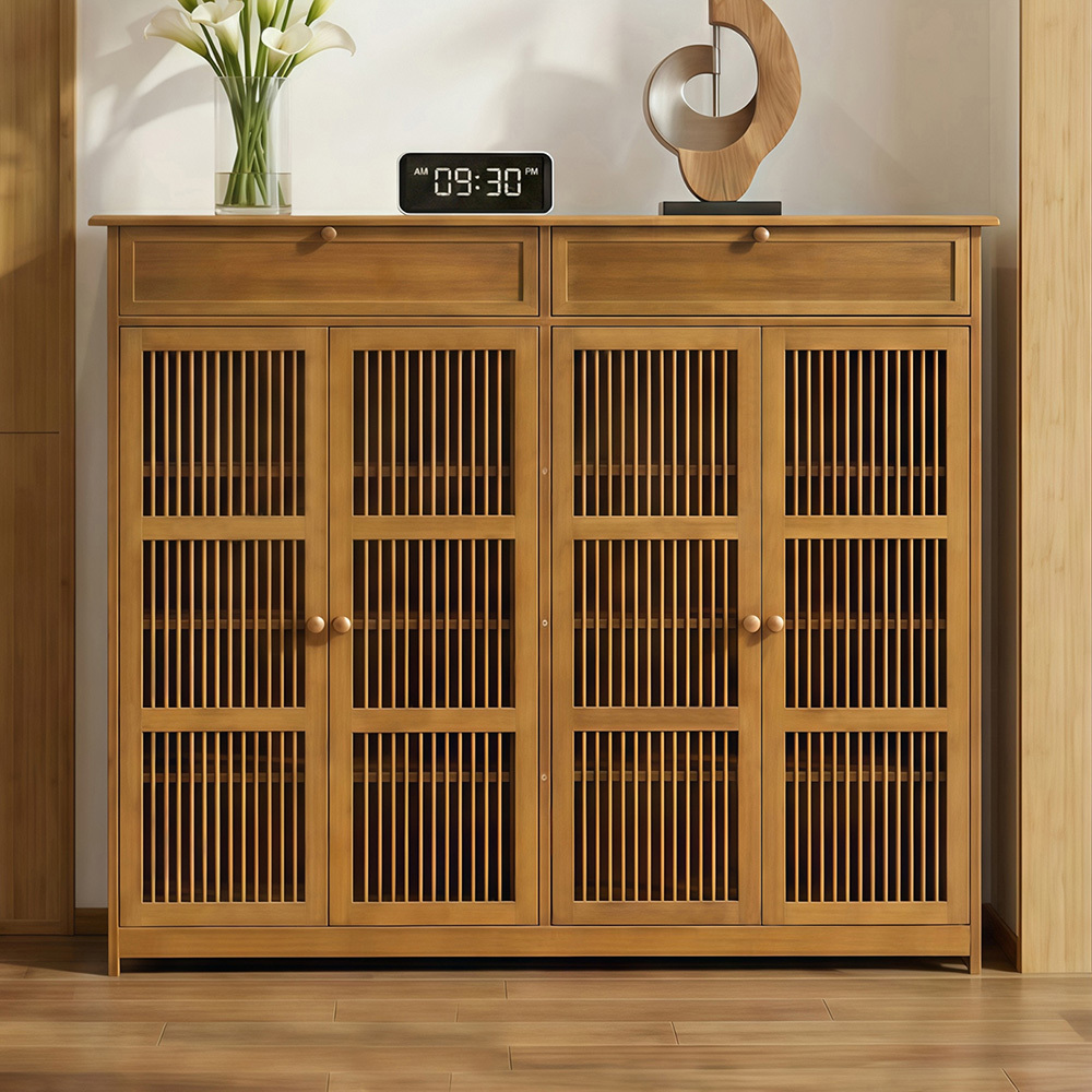 Ollie 4 Door Bamboo Shoe Cabinet