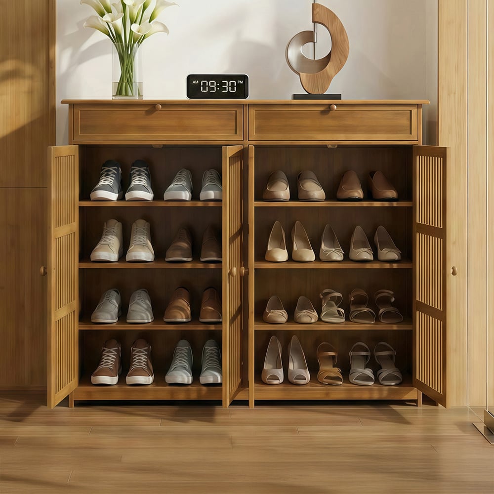 Ollie 4 Door Bamboo Shoe Cabinet