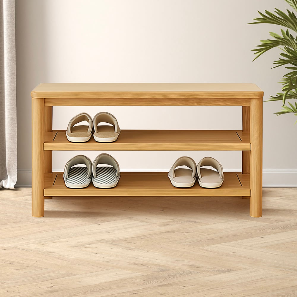 Lulu Oak Wood Shoe Storage Bench