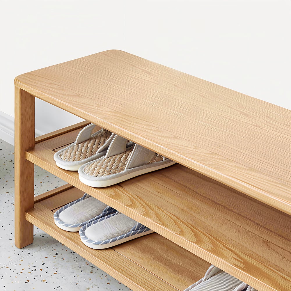 Lulu Oak Wood Shoe Storage Bench