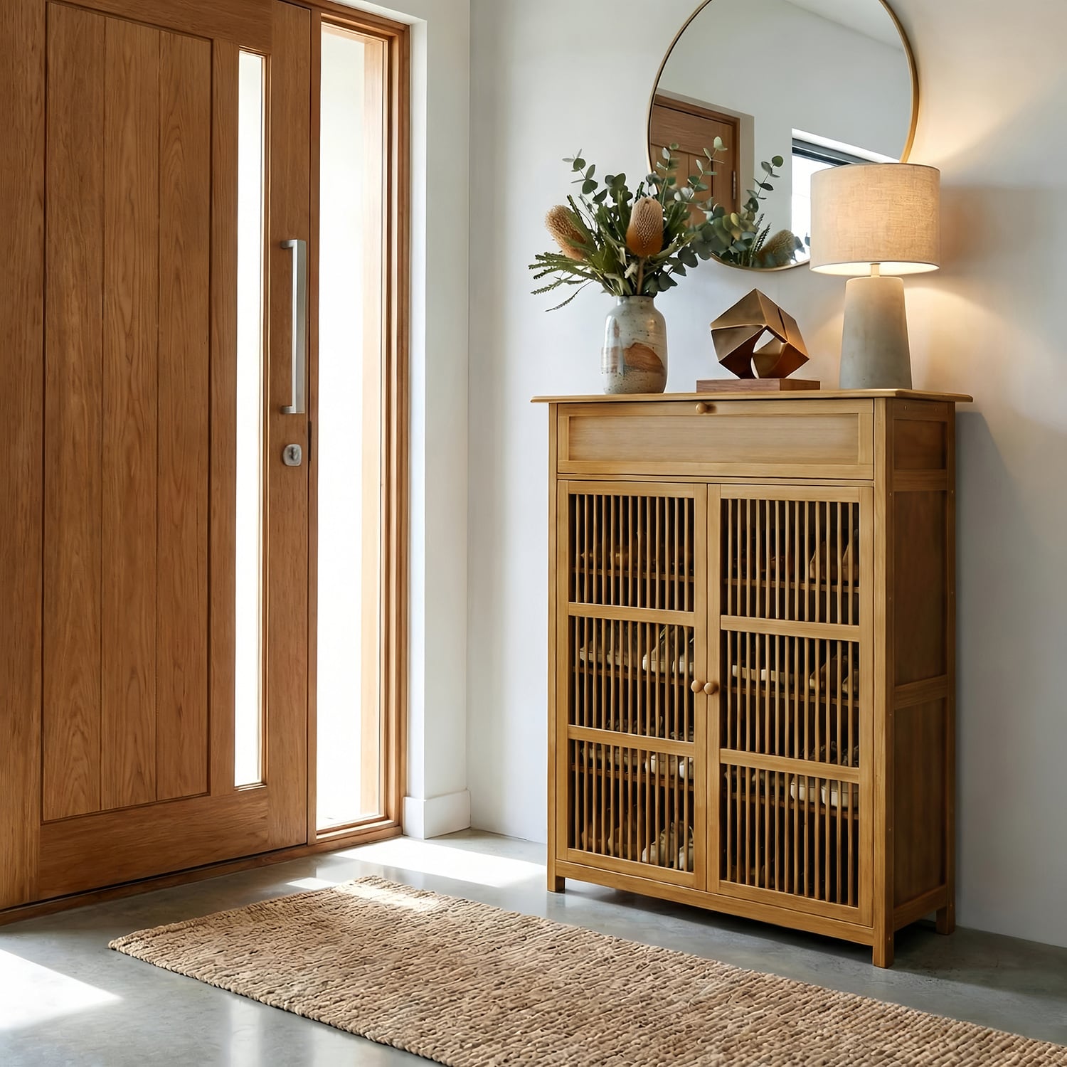 Ollie 2 Door Bamboo Shoe Storage Cabinet