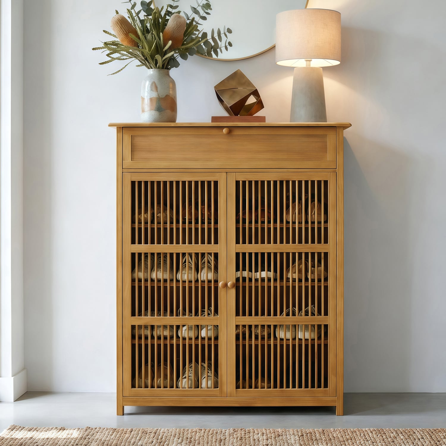 Ollie 2 Door Bamboo Shoe Storage Cabinet