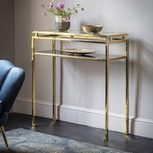 Beautiful Home Living Gold Belina, Console Table Gold Glass