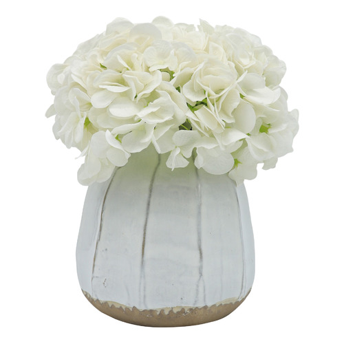 31cm Faux White Hydrangea with Ceramic Vase | Temple & Webster