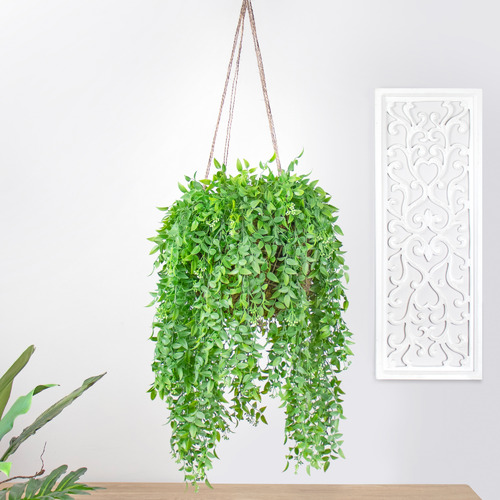 80cm Potted Faux Moss with Hanging Leaf & Berry Sprays Temple & ster