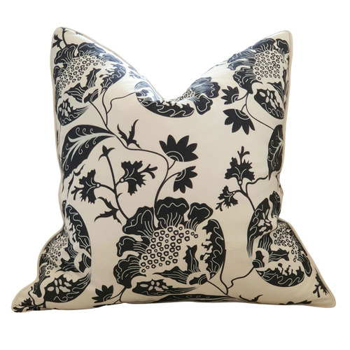 Navy Bloom Cotton-Blend Cushion Cover