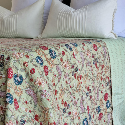 Berries Kantha Cotton Bedspread Temple & ster