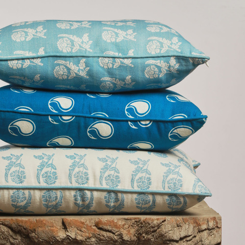 Blue Kolka Cotton Cushion Cover