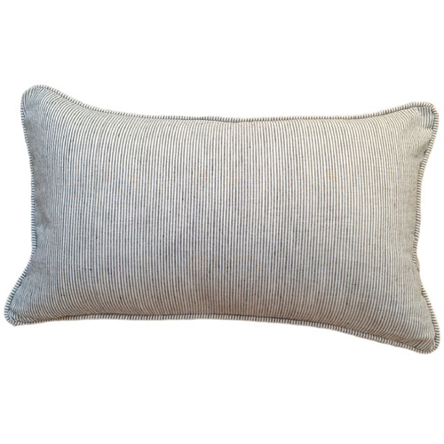 Grey Pinstripe Cotton-Blend Lumbar Cushion