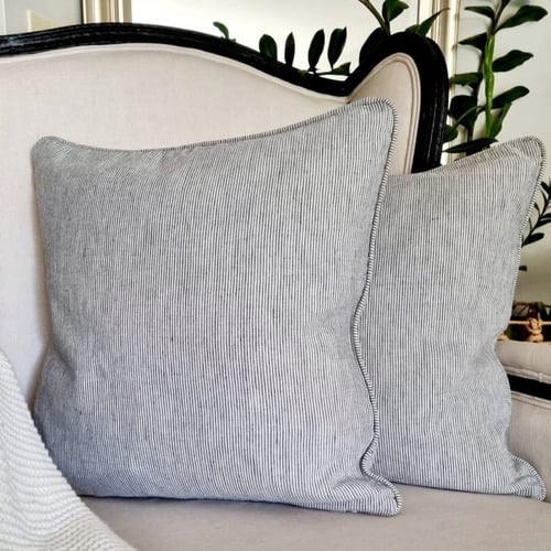 Pinstripe Cotton-Blend Cushion Cover