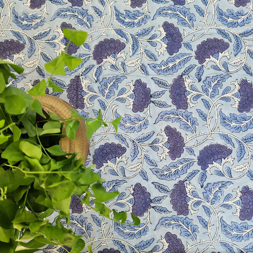 Blue Block Printed Aarav Tablecloth