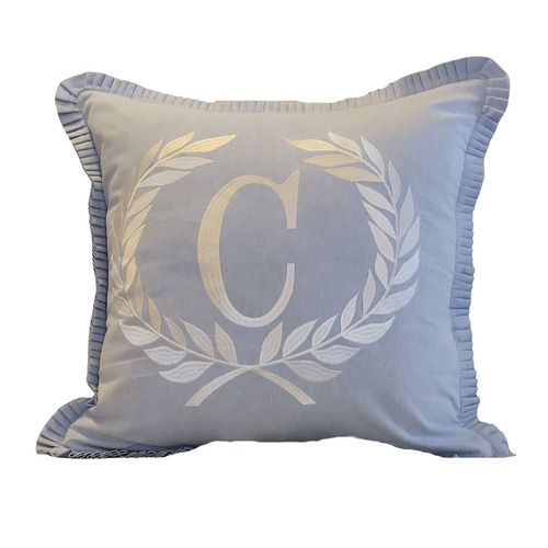 Blue Kavya French Monogram Cushion Cover