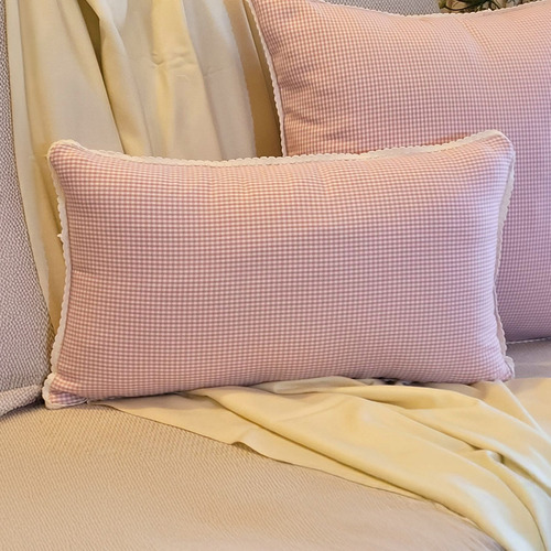 Pink Zayan Gingham Lumbar Cushion Cover