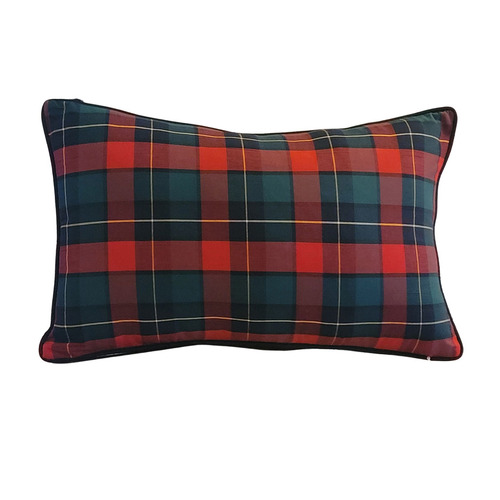 Red Himani Polo Checks Lumbar Cushion Cover