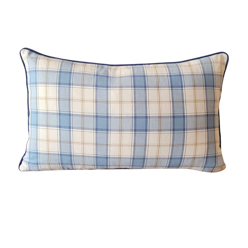 Coastal Omkar Check Lumbar Cushion Cover