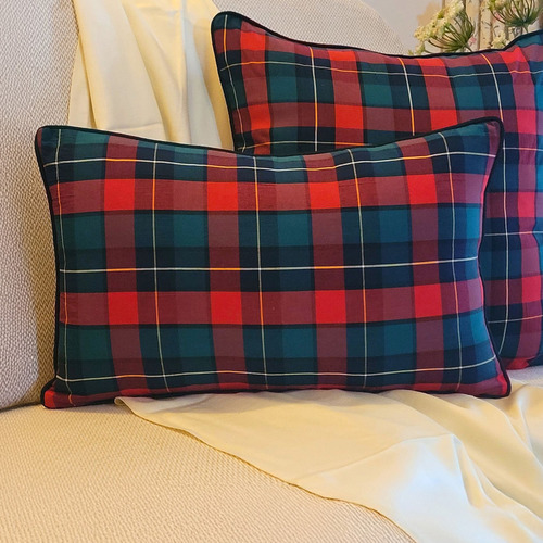 Red Himani Polo Checks Lumbar Cushion Cover