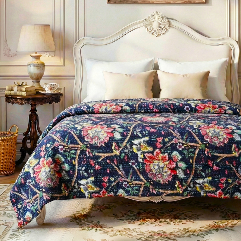 Midnight Darcy Cotton Bedspread